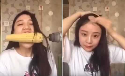Se arranca el pelo comiendo mazorca con un taladro