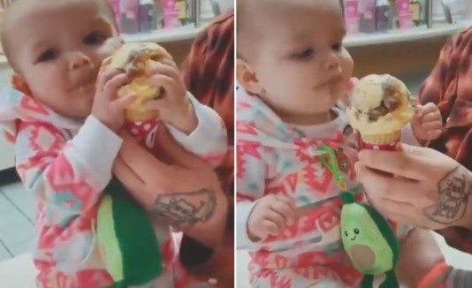 Bebé disfruta su helado